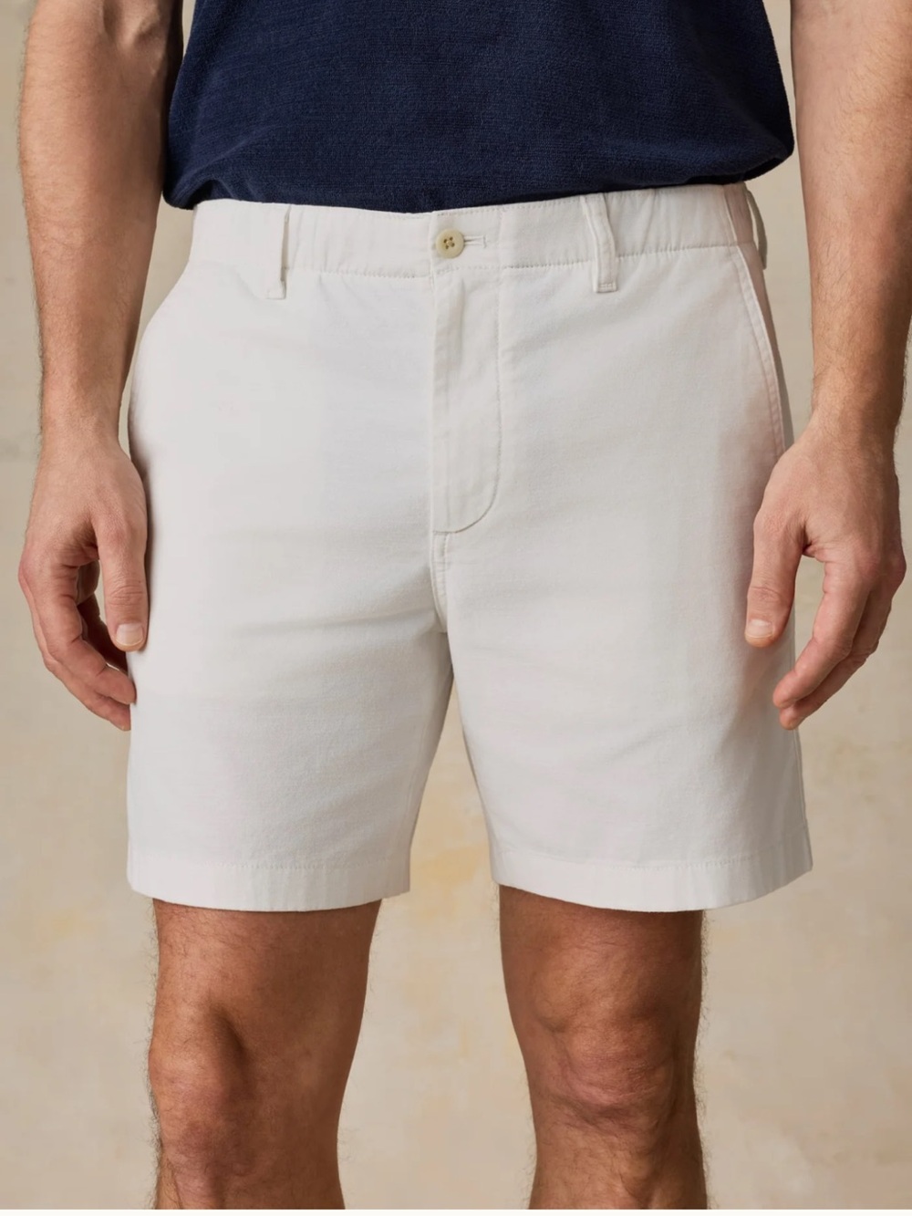 Faherty Off-White Flat Front Chino Shorts